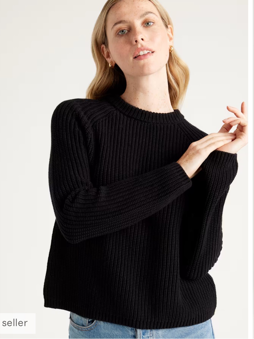 Quince 100% Organic Cotton Fisherman Crewneck Sweater Size Medium Black